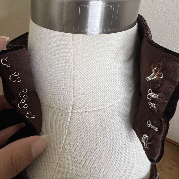 Rene Ruiz Collection Midi Dress Womens 4 Velvet Brown Mock Neck Cutout Chest - Picture 5 of 11